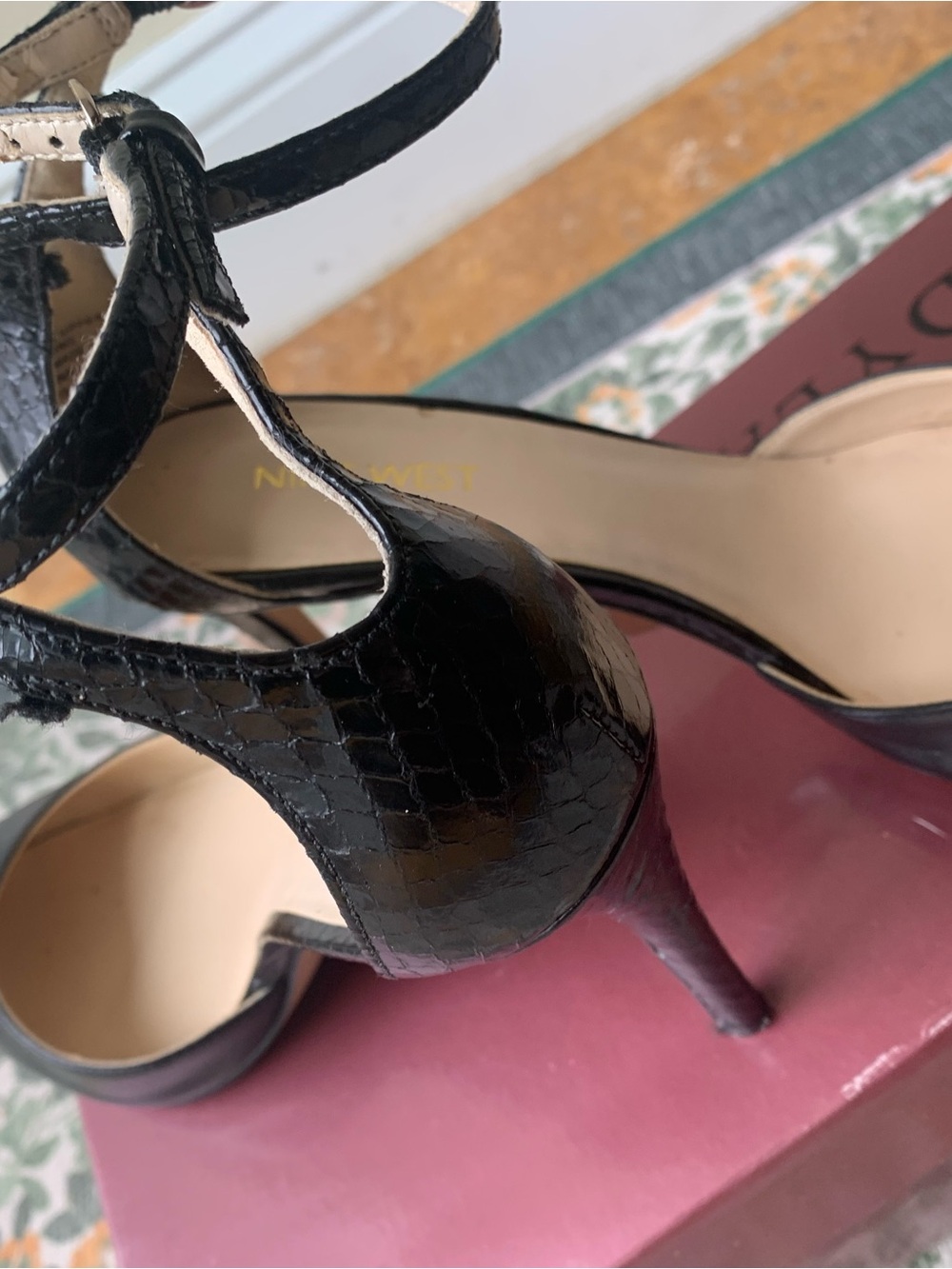 Nine West Black Pointed Toe Ankle Strap Heels - Picture 5 of 8